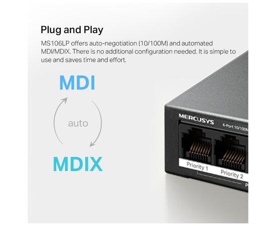 Коммутатор сетевой Mercusys MS106LP, изображение 9