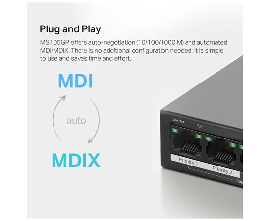 Коммутатор сетевой Mercusys MS105GP, изображение 9