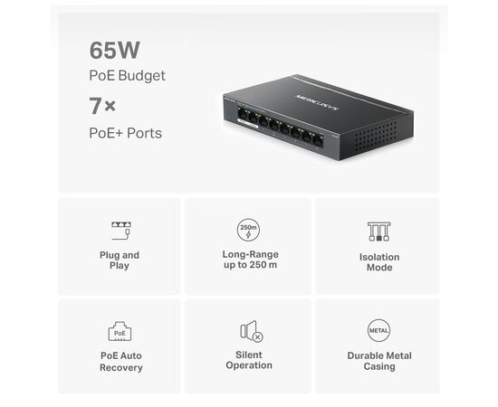 Коммутатор сетевой Mercusys MS108GP, изображение 4