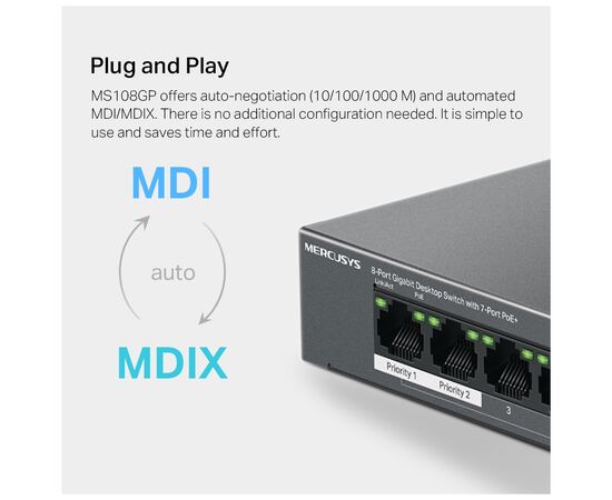 Коммутатор сетевой Mercusys MS108GP, изображение 9