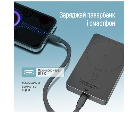 Батарея універсальна ColorWay 10 000 mAh PD/22.5W, 15W MagSafe Black (CW-PB100LPA1BK-WPDD), зображення 11