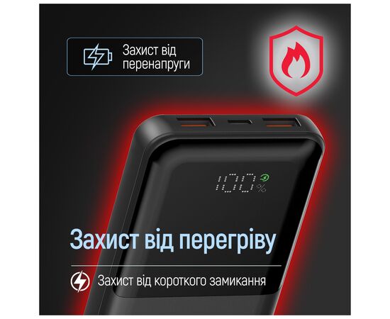 Батарея универсальная ColorWay 10 000 mAh PD/22.5W, QC/3.0, LCD, Black (CW-PB100LPB3BK-PDD), изображение 12