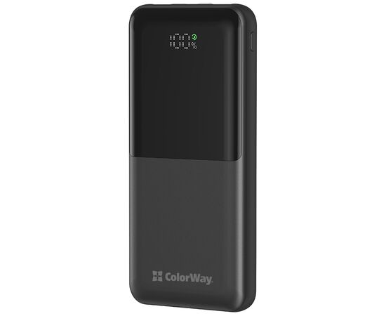 Батарея универсальная ColorWay 10 000 mAh PD/22.5W, QC/3.0, LCD, Black (CW-PB100LPB3BK-PDD)