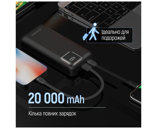 Батарея универсальная ColorWay 20 000 mAh Optimal Power PD/22.5W, QC/3.0, Black (CW-PB200LPB5BK-PDD), изображение 8