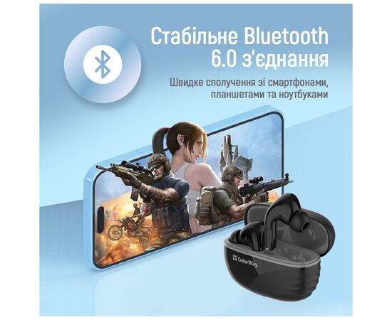 Наушники ColorWay Slim TWS-5 Earbuds Black (CW-TWS5BK), изображение 5