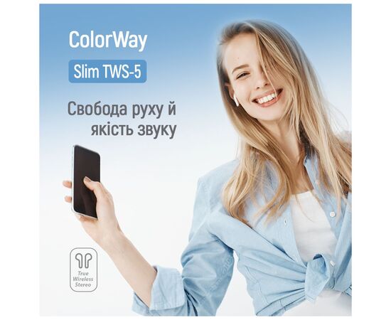Наушники ColorWay Slim TWS-5 Earbuds White (CW-TWS5WT), изображение 4