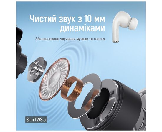 Наушники ColorWay Slim TWS-5 Earbuds White (CW-TWS5WT), изображение 7