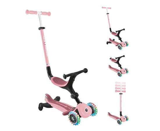 Самокат Globber серії Go Up Active 360 пастельно-рожевий Колеса з підсвічуванням (749-310), изображение 12