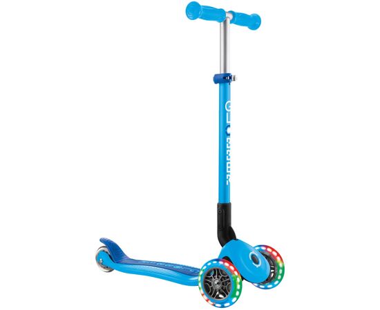 Самокат Globber серії Primo Foldable Lights блакитний Колеса з підсвічуванням (432-101-3)