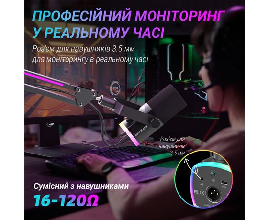 Микрофон Fifine AM8PROT USB/XLR Black (AM8PROT), изображение 7