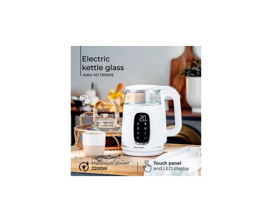 Электрочайник Adler AD 1305 white silver, изображение 11