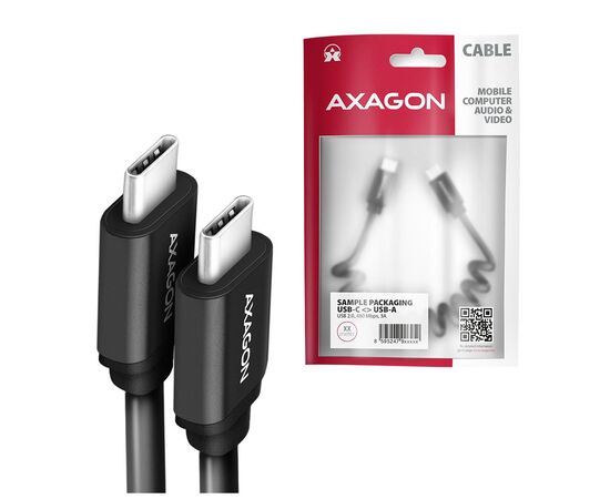 Дата кабель USB-C to USB-C 0.6m 60W black AXAGON (BUCM-CM10TB), изображение 2