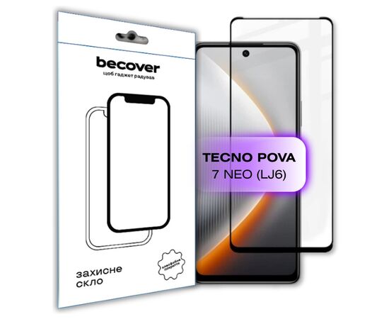 Скло захисне BeCover Tecno POVA 7 Neo (LJ6) Black (714920)