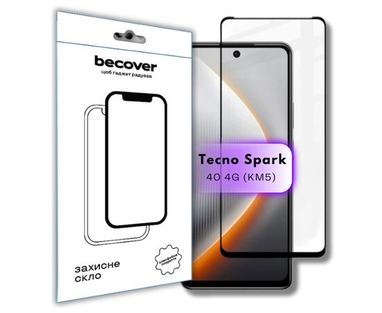 Скло захисне BeCover Tecno Spark 40 4G (KM5) Black (714922)