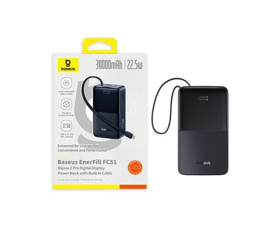 Батарея универсальная Baseus EnerFill FC51 Bipow2 Pro 30000mAh 22,5W build cab.USB-C black (E0028100), изображение 5