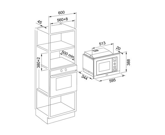 Мікрохвильова піч Franke FSL 20 MW BK (131.0632.993), зображення 2