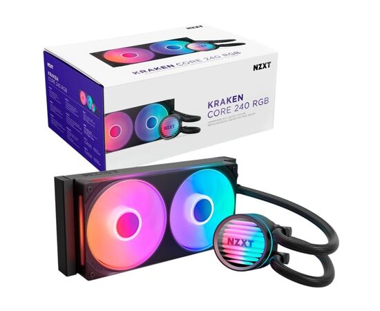 Система жидкостного охлаждения NZXT Kraken Core 240 Black with RGB fans Single Fra (RL-KR24C-B1), изображение 2