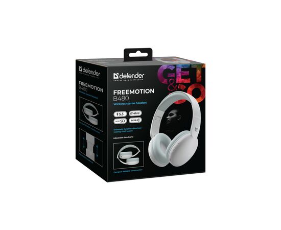 Наушники Defender FreeMotion B480 Bluetooth White (63481), изображение 8