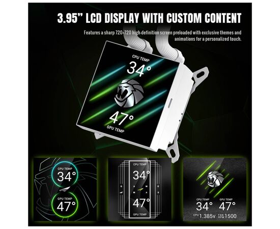 Система жидкостного охлаждения Gamemax GLACIER 240 LCD WH, изображение 10