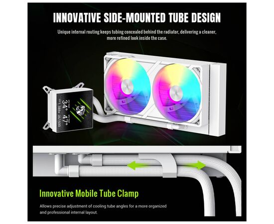 Система жидкостного охлаждения Gamemax GLACIER 240 LCD WH, изображение 9