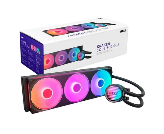 Система жидкостного охлаждения NZXT Kraken Core 360 Black with RGB fans Single Fra (RL-KR36C-B1), изображение 2