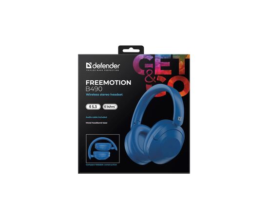 Наушники Defender FreeMotion B490 Bluetooth Blue (63491), изображение 7