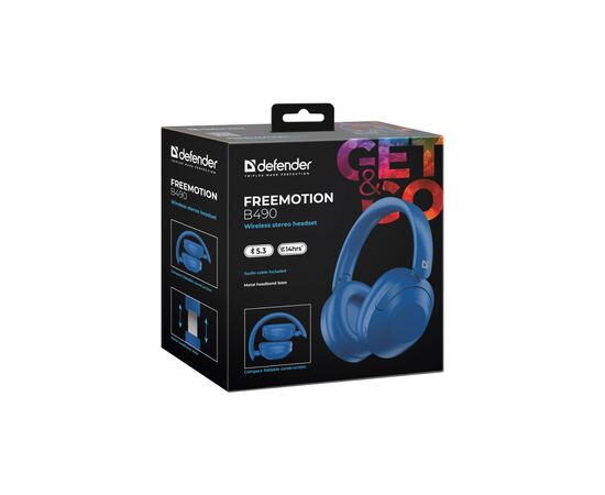 Наушники Defender FreeMotion B490 Bluetooth Blue (63491), изображение 8