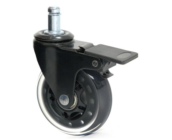 Ролик для кресла Аклас FI 11 бесшумный со стопором D-75, Прозрачный (00166280), изображение 2