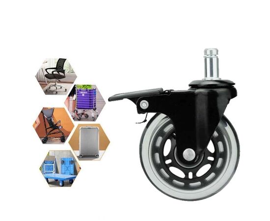 Ролик для кресла Аклас FI 11 бесшумный со стопором D-75, Прозрачный (00166280), изображение 6