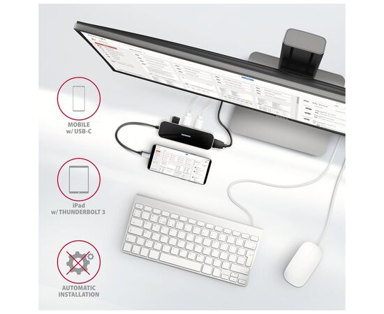Концентратор AXAGON USB-C 6-in-1 to 4xUSB-A 5Gbps + 1xUSB-C PD100W + HDMI 4K30Hz 0.2m aluminum (HMC-6H4A), зображення 5