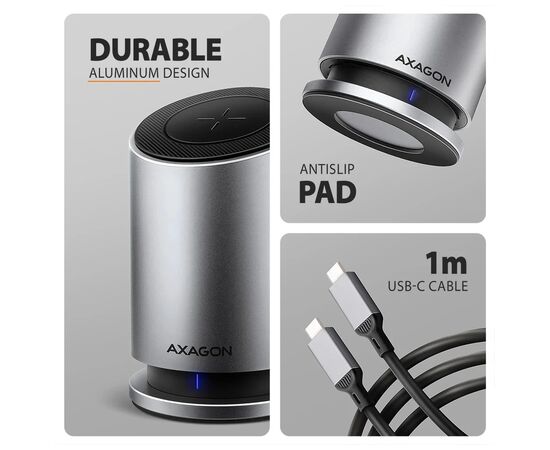 Концентратор AXAGON USB-C 9-in-1 wireless 15W PD100W 0.6m (HMC-WL9), изображение 5