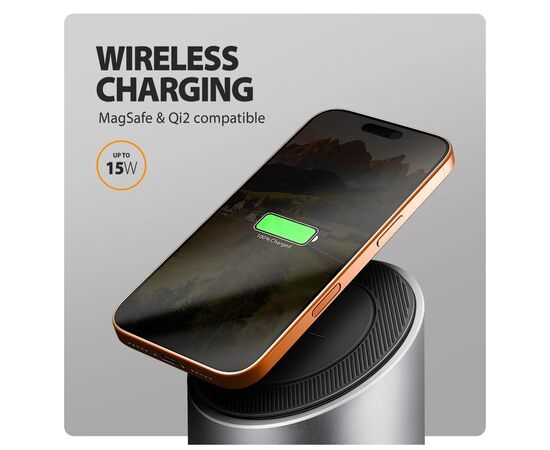 Концентратор AXAGON USB-C 9-in-1 wireless 15W PD100W 0.6m (HMC-WL9), изображение 8