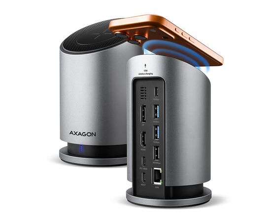 Концентратор AXAGON USB-C 9-in-1 wireless 15W PD100W 0.6m (HMC-WL9)