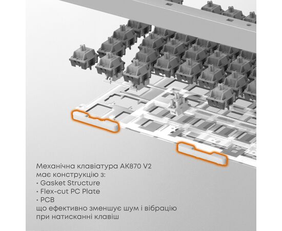 Клавиатура Ajazz AK870 V2 Flying Fish Switch USB UA White/Blue (AK870-V2-FF-BWB), изображение 9
