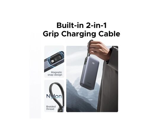 Батарея универсальная Ugreen 20000mAh 45W with Built-in Cable (PB536 55988B), изображение 6