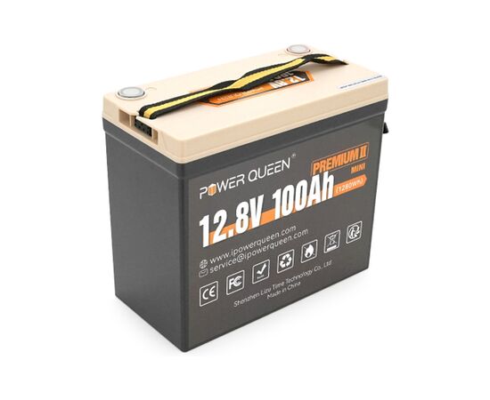 Батарея LiFePo4 Power Queen 12.8V 100Ah Mini (P12V100-PREM-16-A60-DE), изображение 2