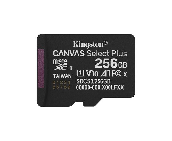 Карта памяти Kingston 256GB microSDXC class 10 UHS-I U3 V30 A1 Canvas Select Plus (SDCS3/256GBSP)