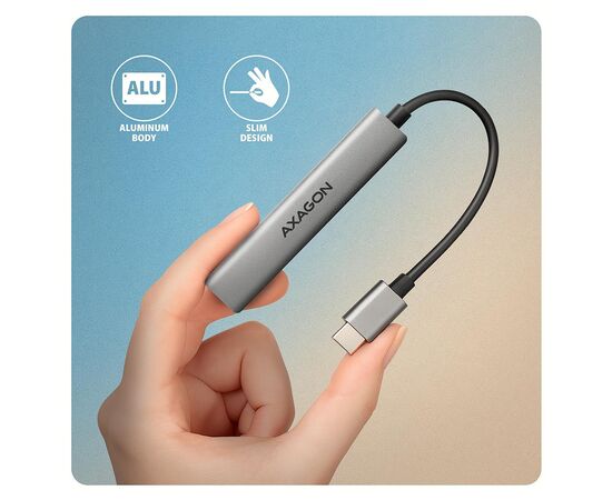 Концентратор AXAGON USB-C to 1xUSB-A 5Gbps + 2xUSB-A 480Mbps + 1xUSB-C 480Mbps 0.12m aluminum (HUE-STC), изображение 5
