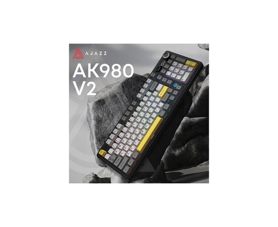 Клавіатура Ajazz AK980 V2 Maillard Switch Wireless/Bluetooth/USB UA Black/Grey/Yellow (AK980-V2-M-BGY), зображення 2