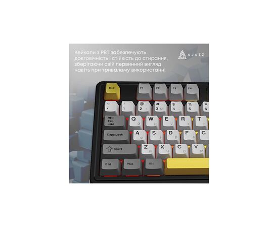 Клавіатура Ajazz AK980 V2 Maillard Switch Wireless/Bluetooth/USB UA Black/Grey/Yellow (AK980-V2-M-BGY), зображення 8