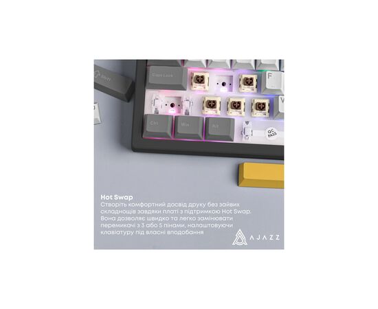 Клавіатура Ajazz AK980 V2 Maillard Switch Wireless/Bluetooth/USB UA Black/Grey/Yellow (AK980-V2-M-BGY), зображення 9