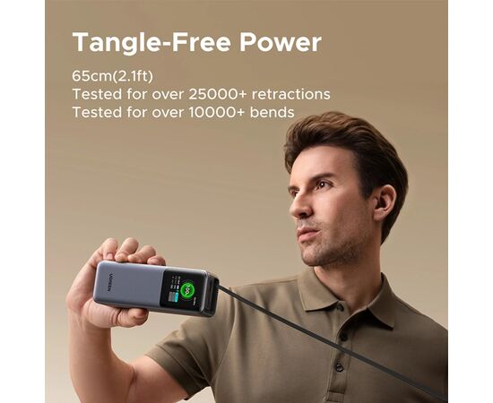 Батарея универсальная Ugreen 20000mAh 165W with Retractable Cable (PB726 55987B), изображение 11
