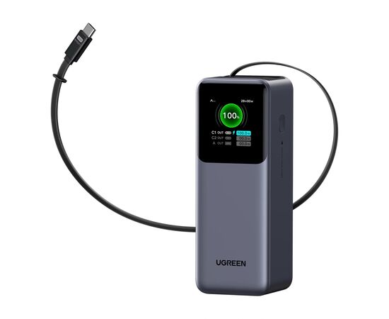Батарея универсальная Ugreen 20000mAh 165W with Retractable Cable (PB726 55987B), изображение 4