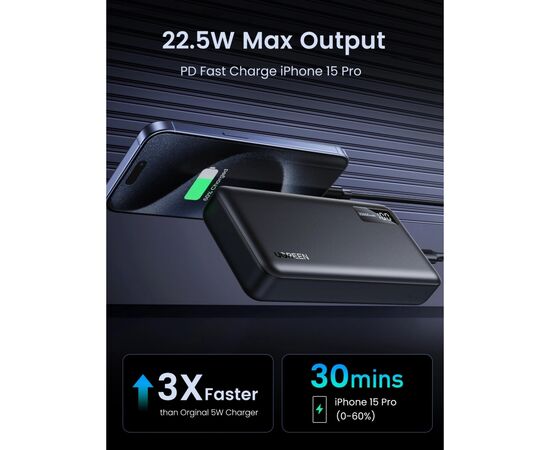 Батарея универсальная Ugreen 20000mAh 20W Two-way Fast Charging (PB312 25683), изображение 5