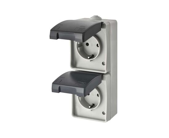 Розетка EMOS вертикальна зовнішня IP44 Сіро-чорна (A1396.3), изображение 2