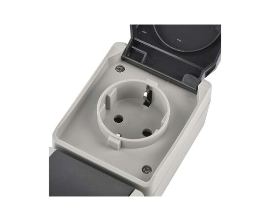 Розетка EMOS вертикальна зовнішня IP44 Сіро-чорна (A1396.3), изображение 6