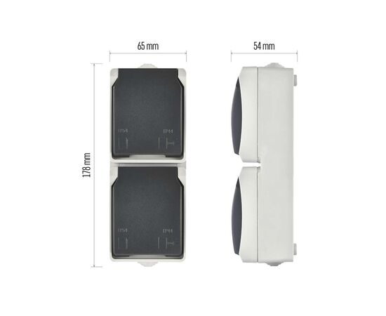 Розетка EMOS вертикальна зовнішня IP44 Сіро-чорна (A1396.3), изображение 8