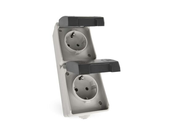 Розетка EMOS вертикальна зовнішня IP44 Сіро-чорна (A1396.3)