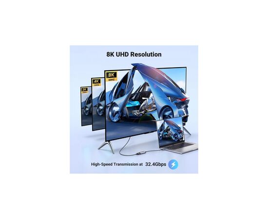 Переходник USB-C M to DisplayPort F 0.1m 8K60Hz CM654 gray Ugreen (15575), изображение 4