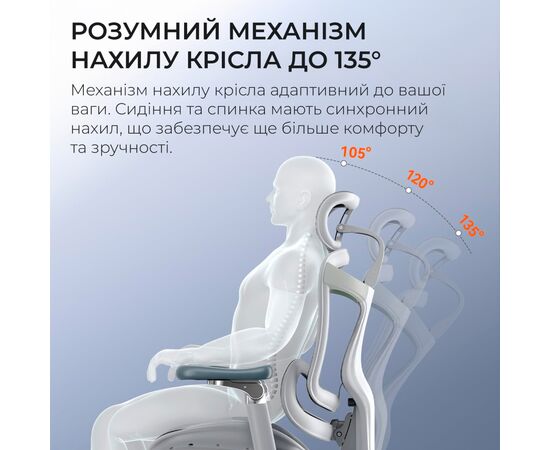 Офисное кресло Sihoo Крісло офісне з підставкою для ніг Sihoo DORO C300 Pro Mesh White with (DORO-C300-PRO-M102-JT), изображение 10